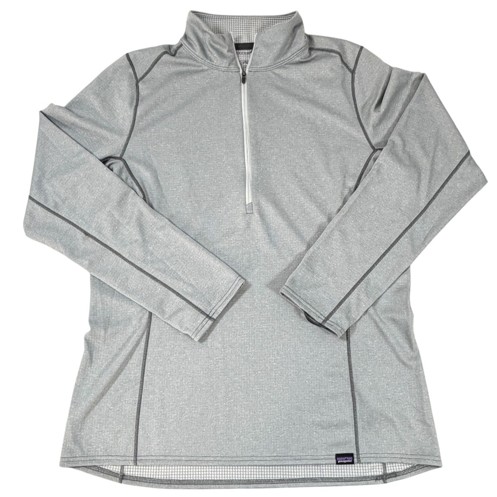 Patagonia Womens L Capilene Midweight Baselayer 1/4 Zip Pullover Grey Polartec